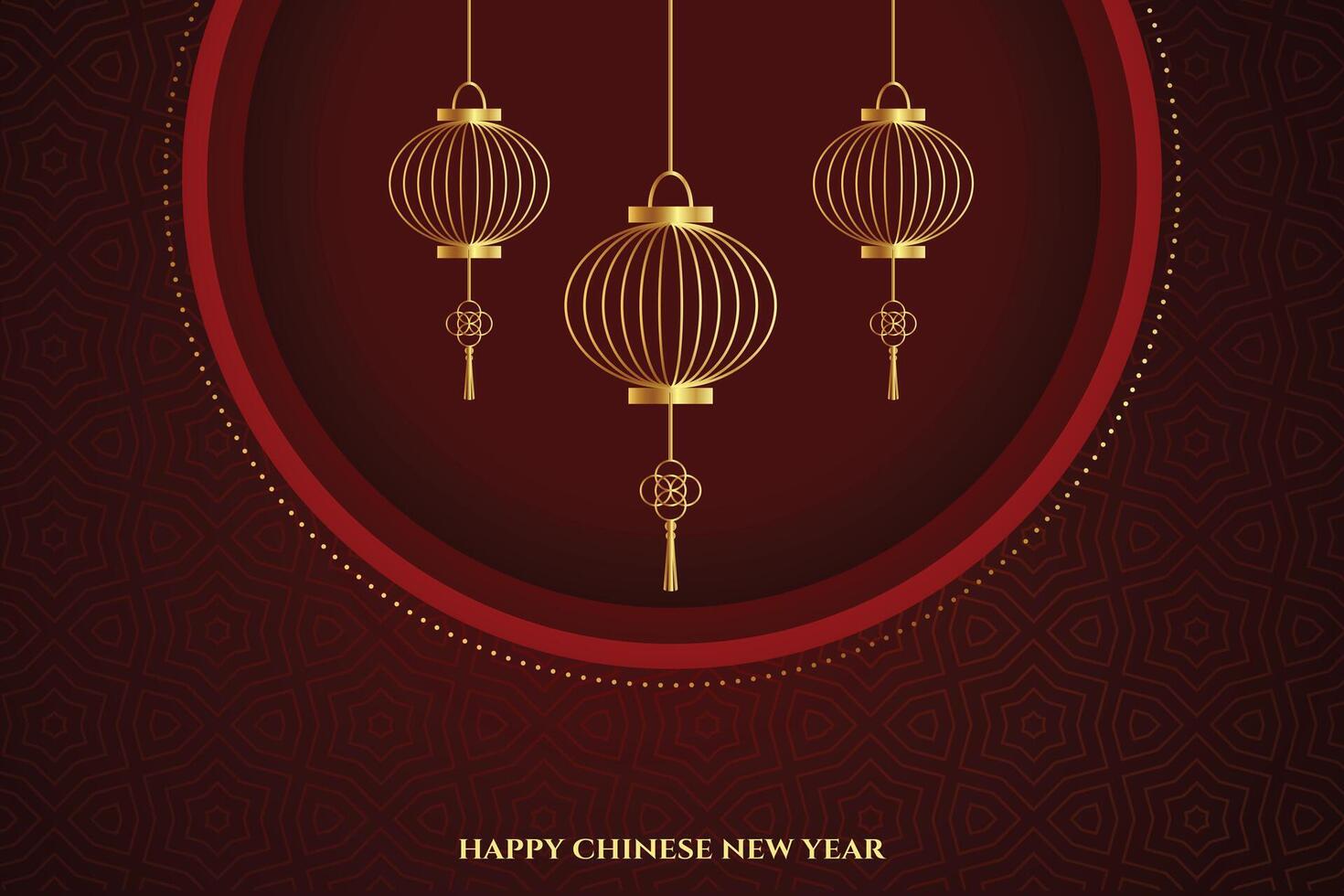 Cinese nuovo anno saluto con d'oro lanterne decorazione vettore