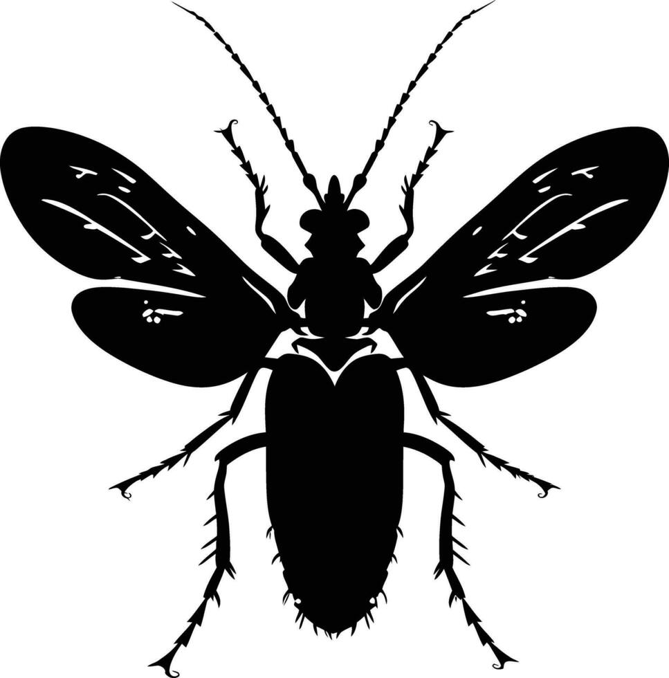 ai generato silhouette insetto o insetto pieno corpo nero colore solo vettore