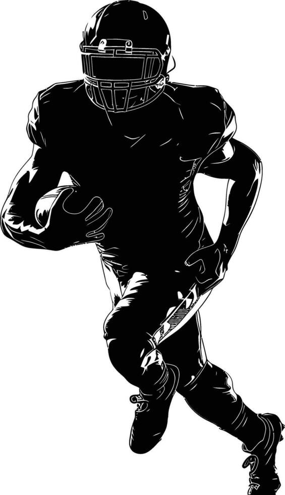 ai generato silhouette americano calcio giocatore pieno corpo nero colore solo vettore