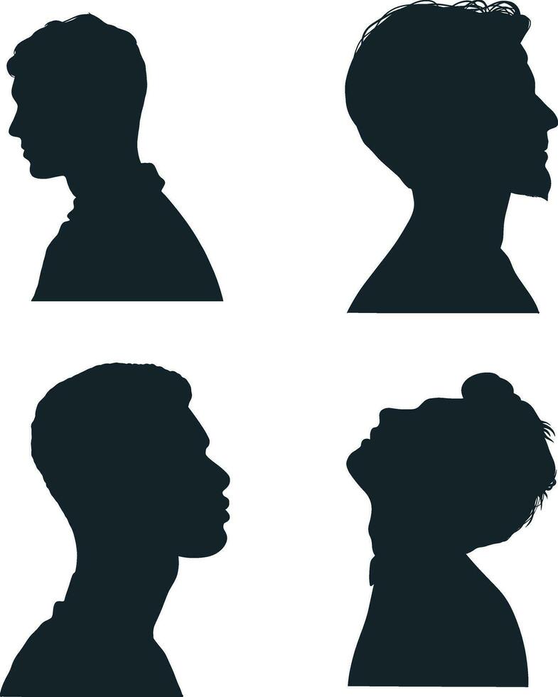 collezione di uomo testa silhouette. isolato su bianca sfondo vettore