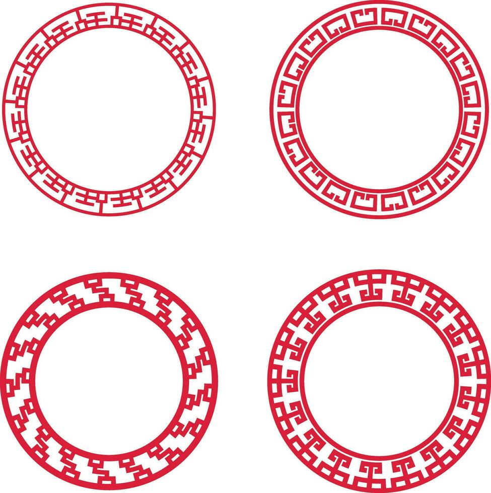 Cinese cerchio telaio icone impostare. asiatico design stile. isolato vettore. vettore