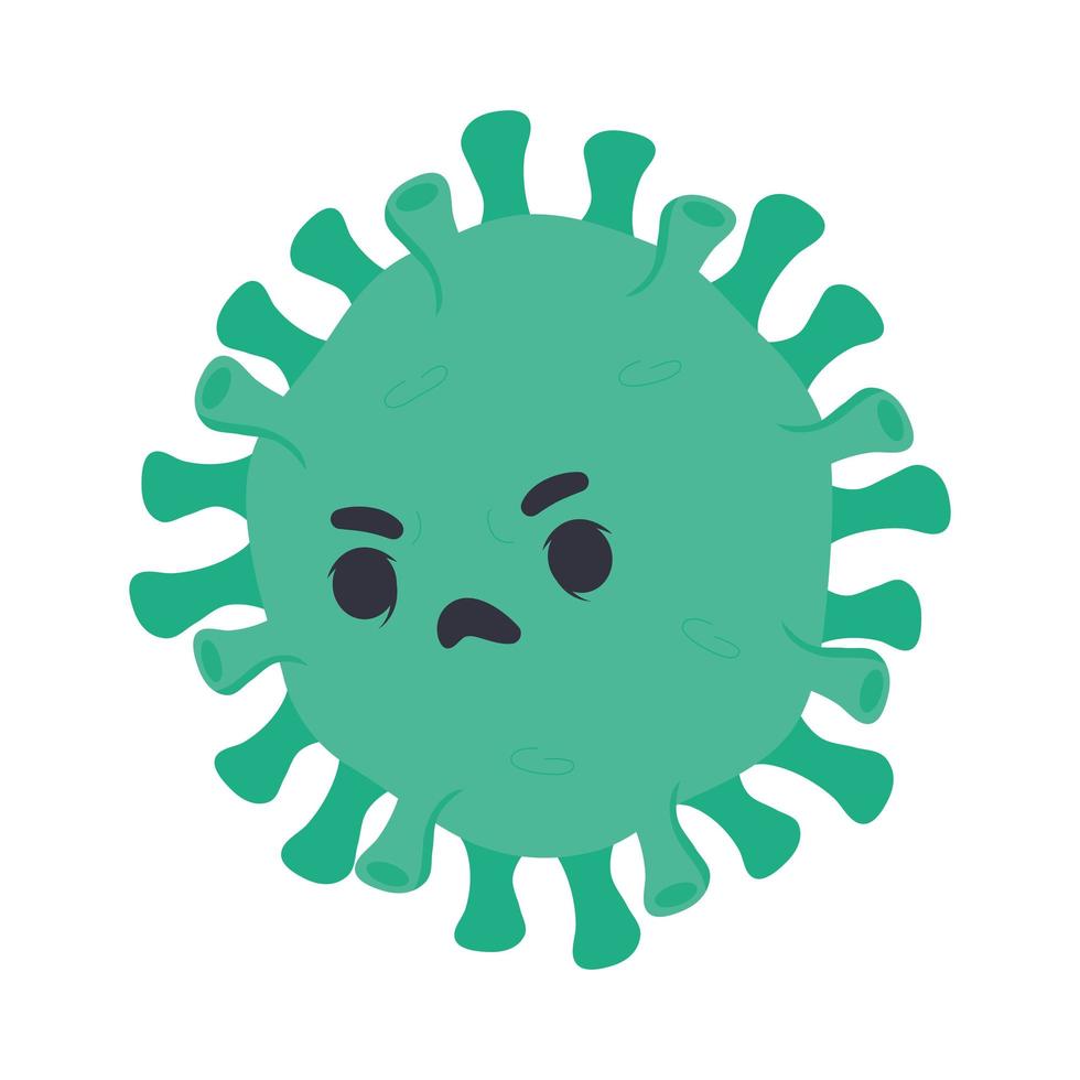personaggio comico di particelle pandemiche del virus covid19 verde vettore
