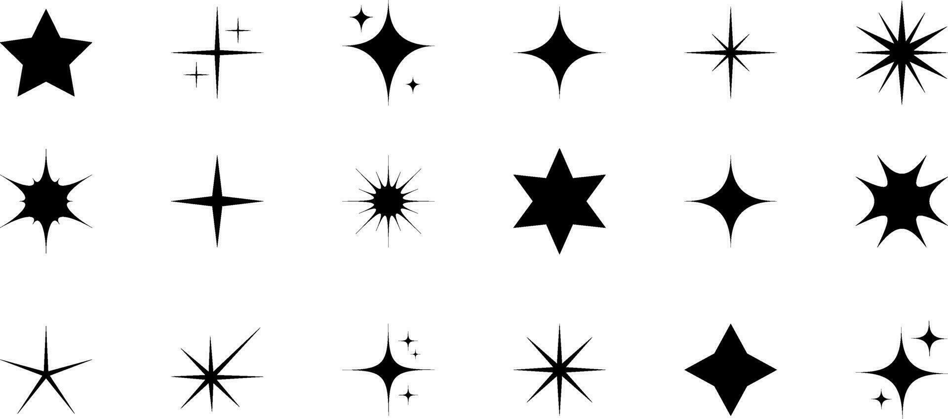 collezione di 18 icone vettore illustrazione. stella e scintillare impostare.
