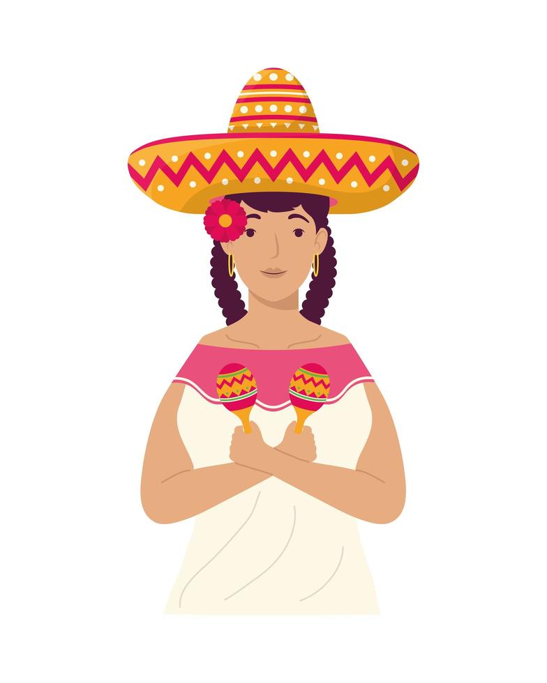 personaggio donna messicana vettore
