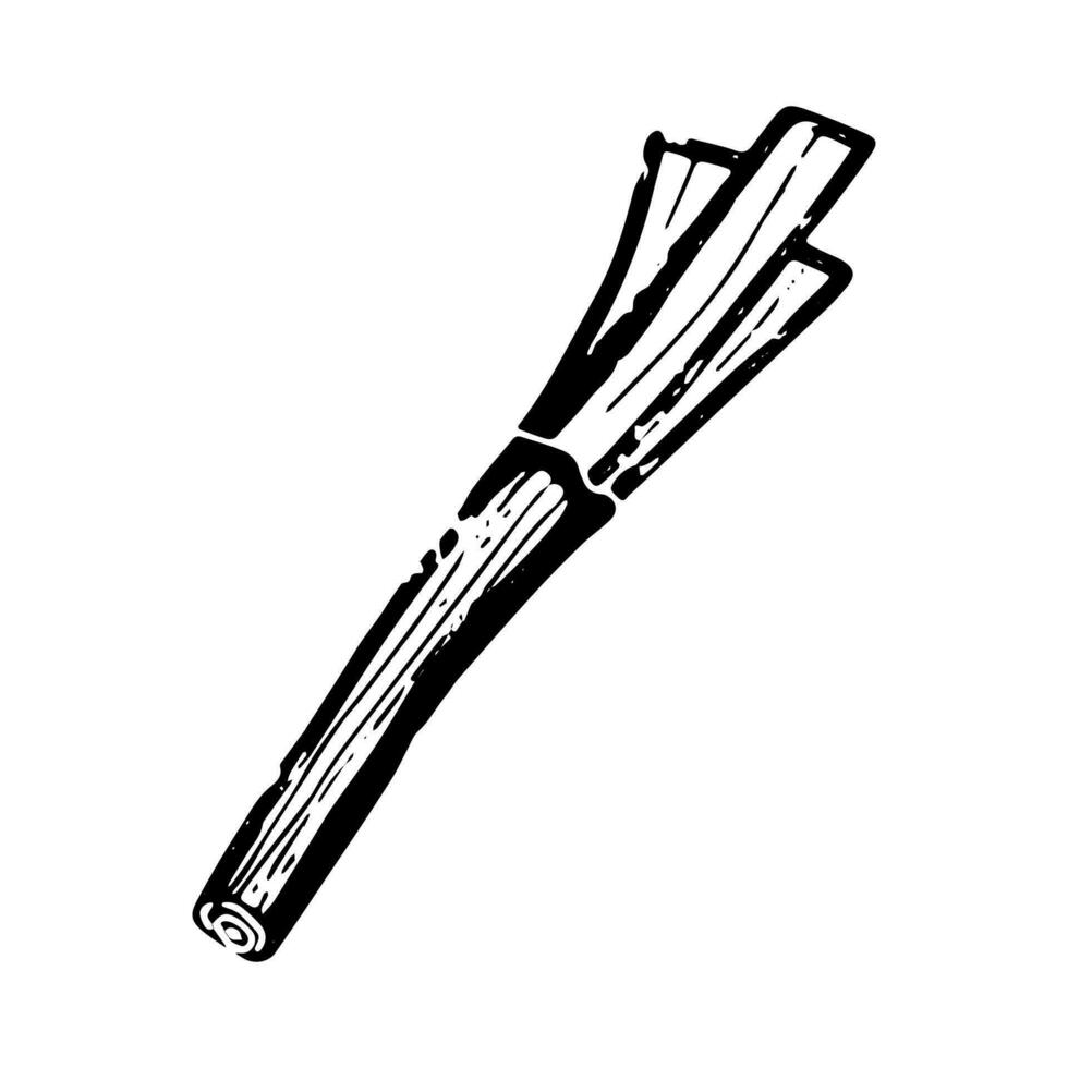 un' nero e bianca disegno di un' bastone vettore