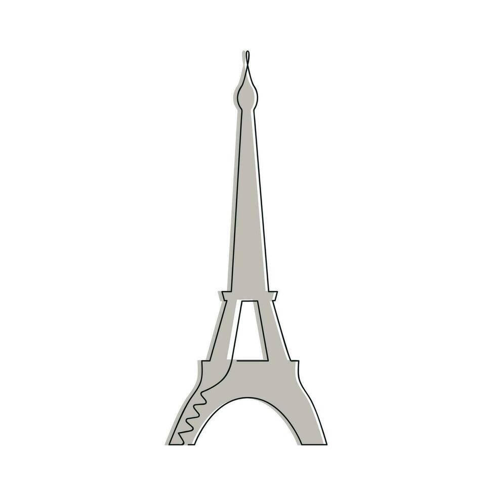 eiffel Torre disegnato nel uno continuo linea nel colore. uno linea disegno, minimalismo. vettore illustrazione.