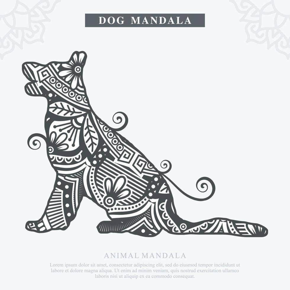 vettore di mandala di cane. elementi decorativi d'epoca. modello orientale, illustrazione vettoriale.