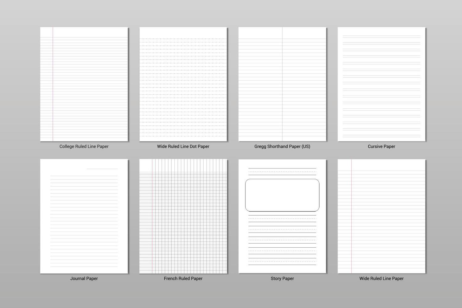 set di modelli di carta per quaderni in bianco vettore