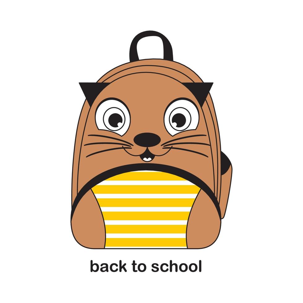 kiddie animal backpack-animali a tema ritorno a scuola - espressione del viso carino e divertente vettore
