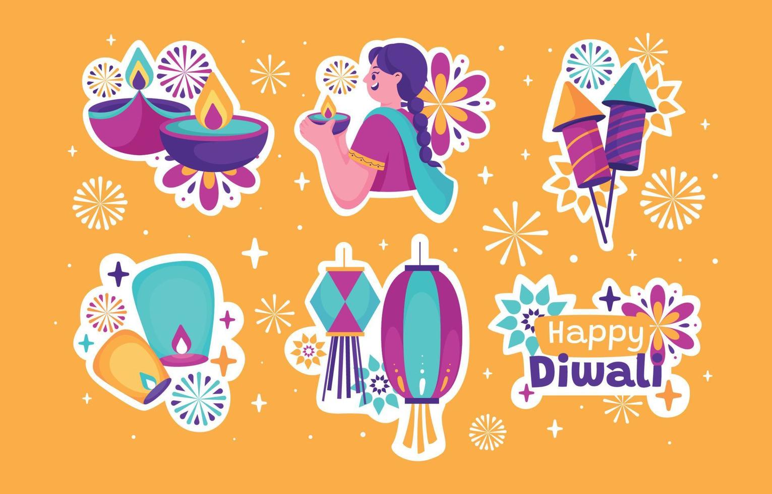 adesivo del festival di diwali vettore