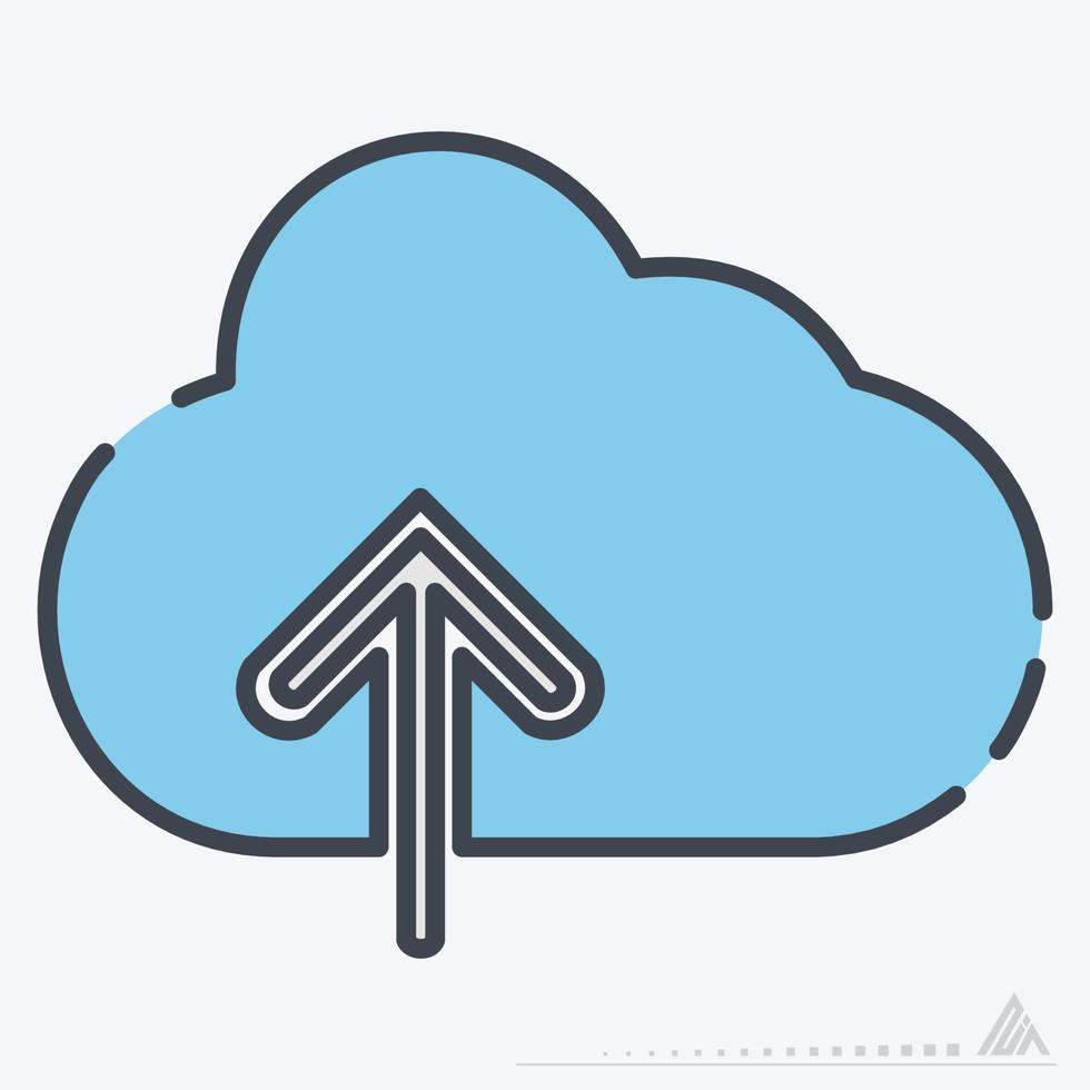 icona vettore di nuvola con freccia verso l'alto - stile di taglio linea