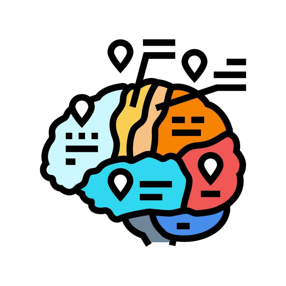 cervello Mappatura neuroscienza neurologia colore icona vettore illustrazione