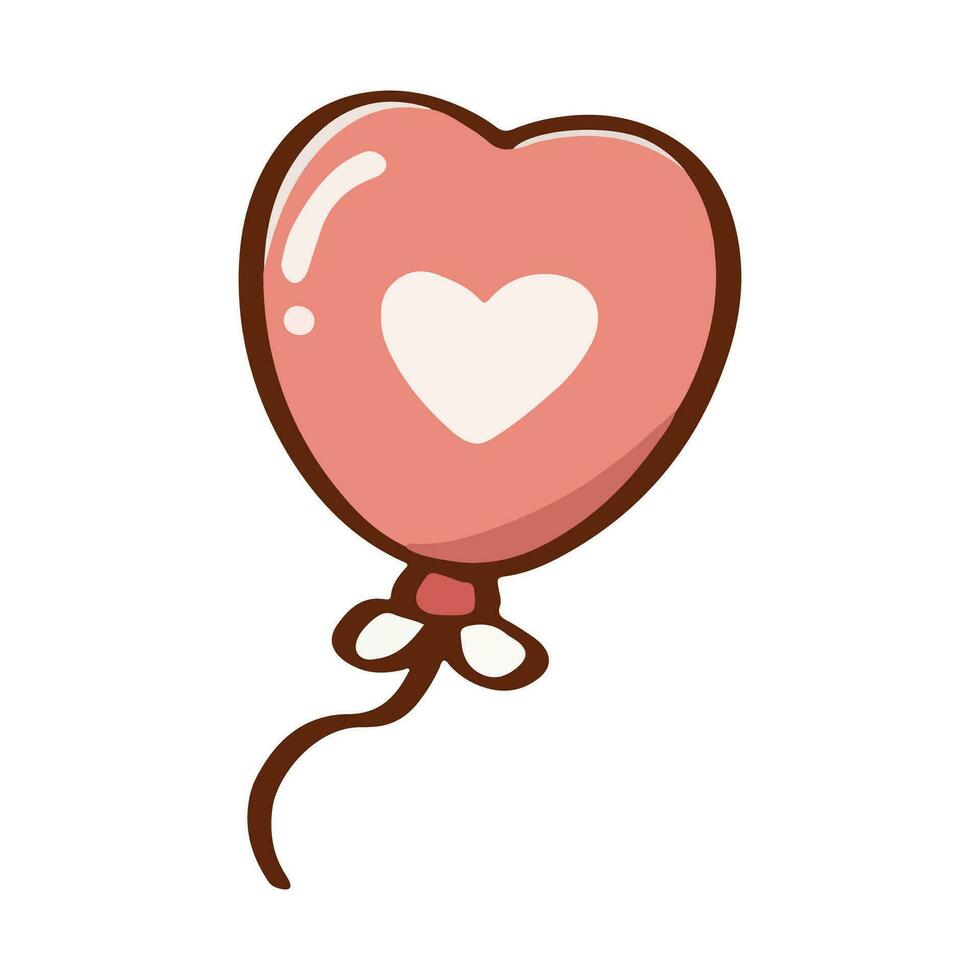 carino contento Palloncino con cuore rosa pastello di San Valentino giorno e amore anniversario. vettore