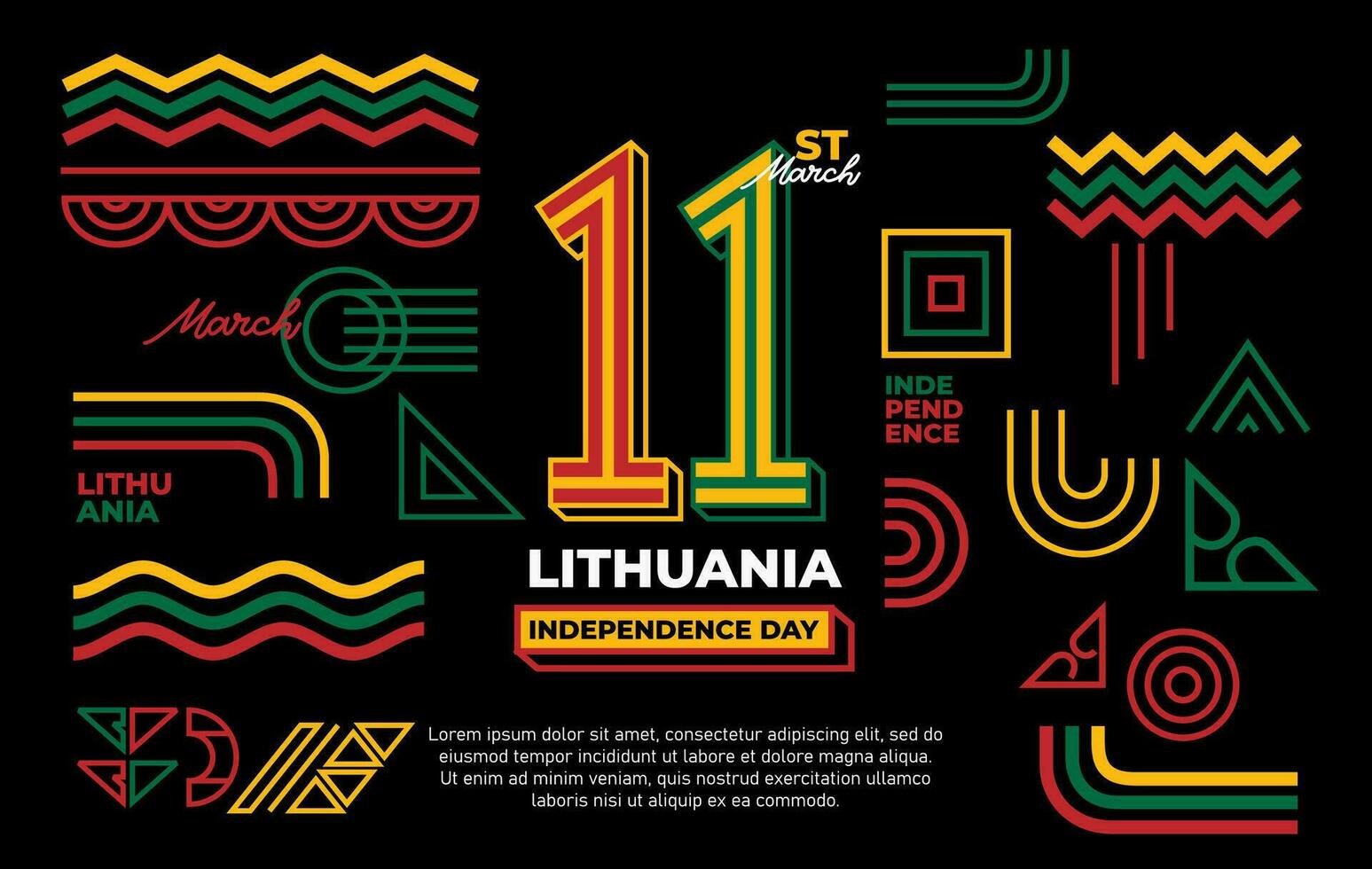 lituano indipendenza giorno geometrico astratto sfondo forma con 11 marzo logotipo. vettore