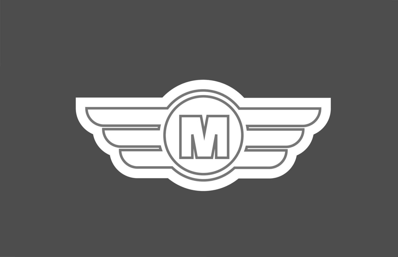 icona del logo della lettera dell'alfabeto m per affari e società con design ala di linea vettore