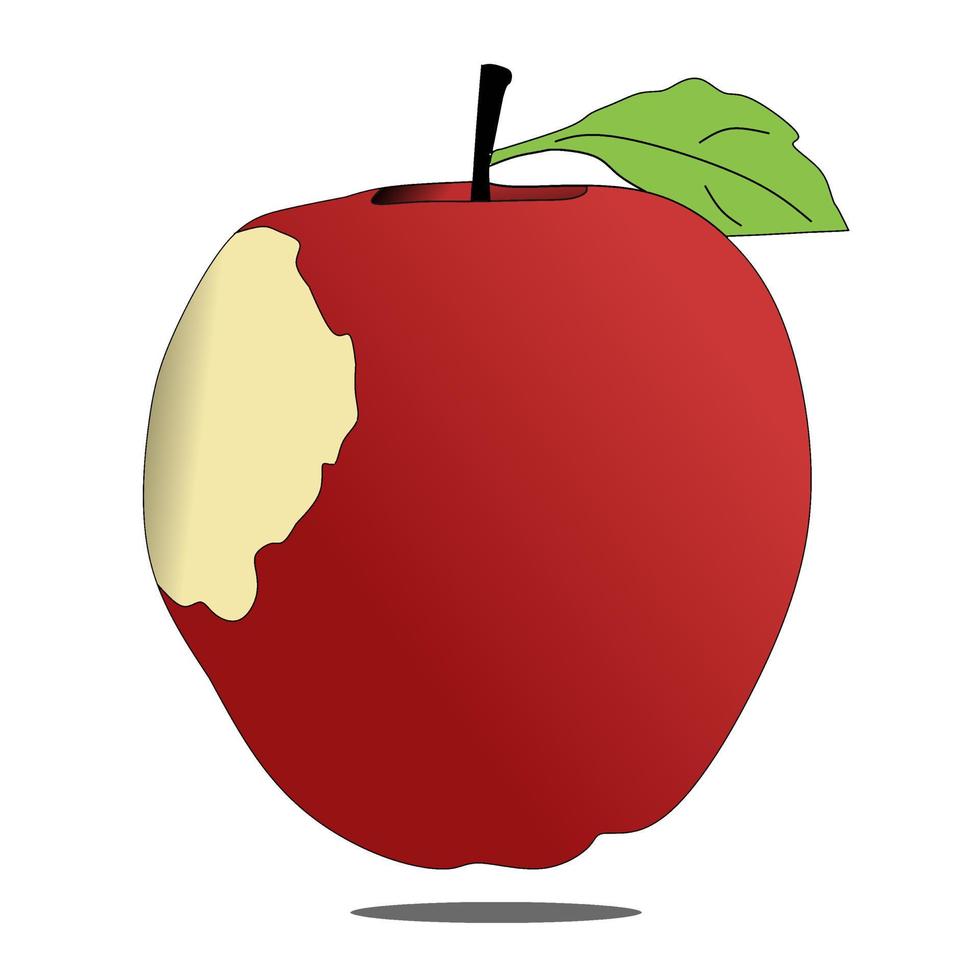 un'illustrazione di un disegno vettoriale di una mela rossa parzialmente mangiata