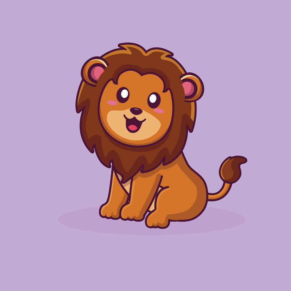 personaggio dei cartoni animati di leone in posa seduta vettore