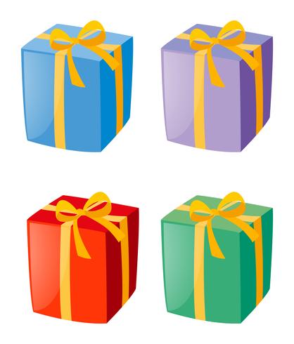 Quattro scatole di regali vettore