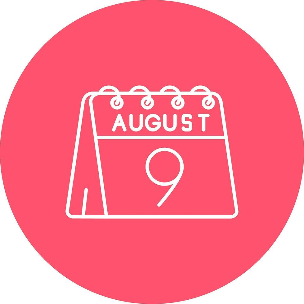 9 ° di agosto linea colore cerchio icona vettore