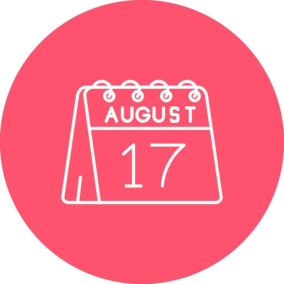 17 ° di agosto linea colore cerchio icona vettore