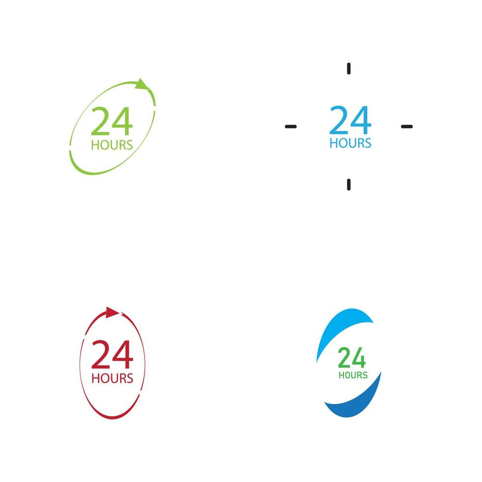 Modello di progettazione dell'illustrazione vettoriale del logo 24 ore su 24