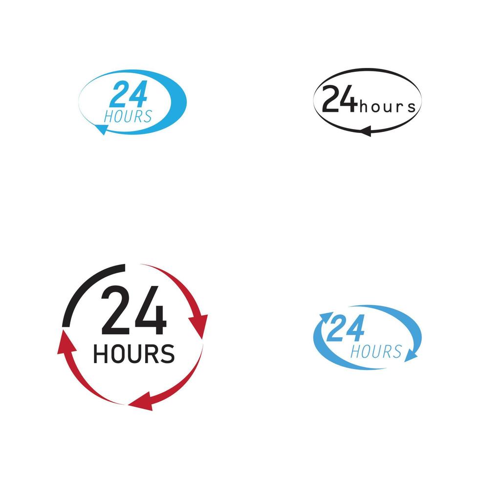 Modello di progettazione dell'illustrazione vettoriale del logo 24 ore su 24
