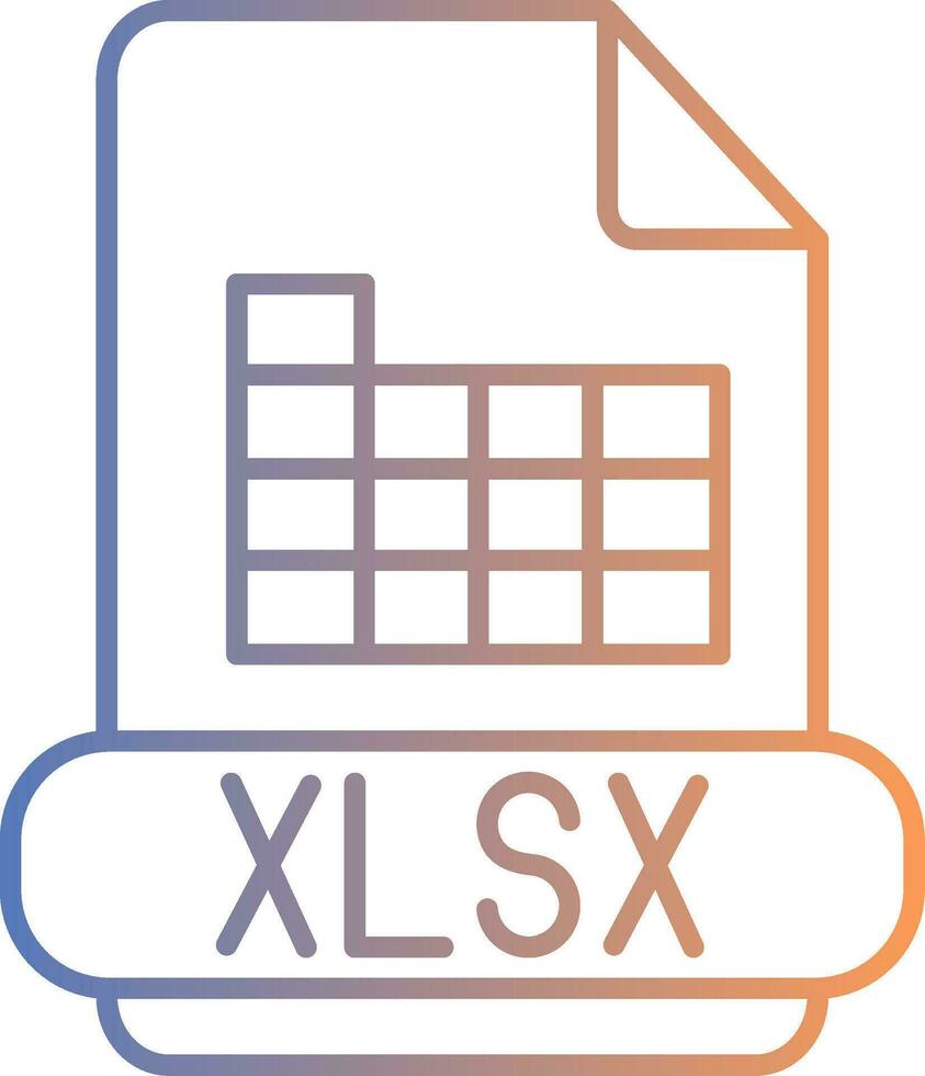 icona del gradiente di linea xlsx vettore