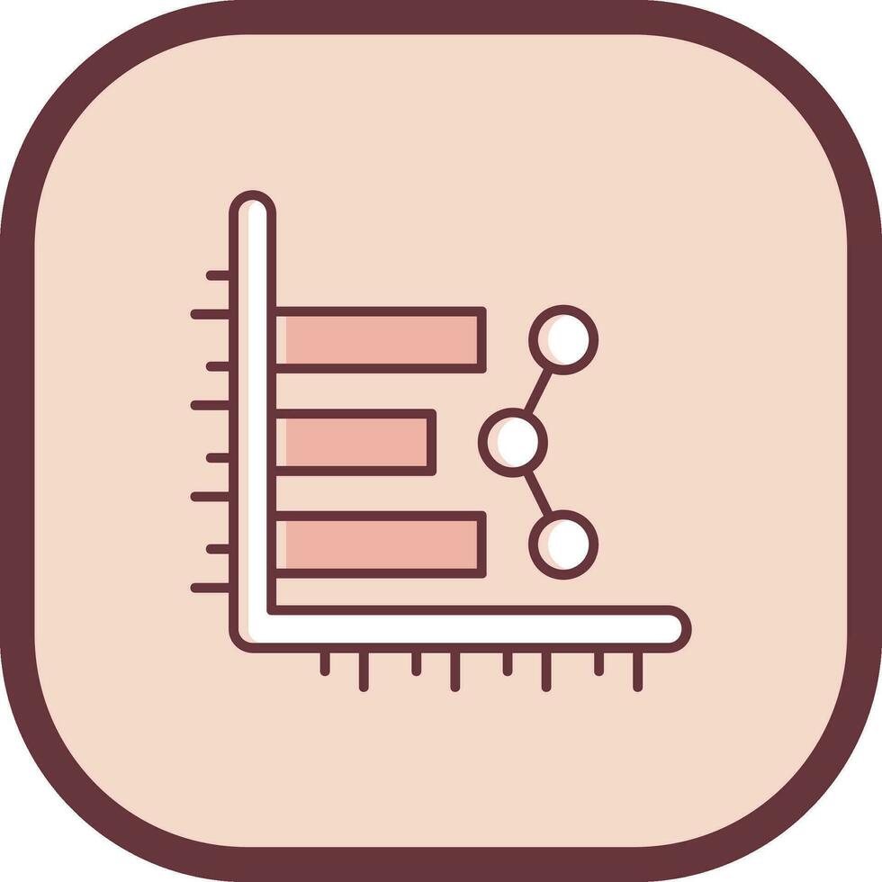 bar grafico linea pieno scivolato icona vettore