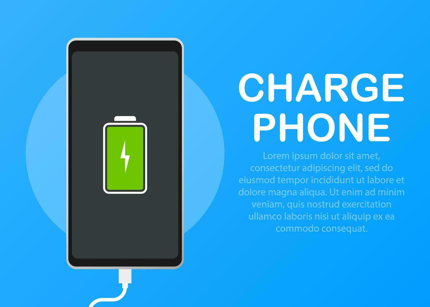 illustrazione con caricare mobile telefoni. USB cavo è collegato per il smartphone. vettore