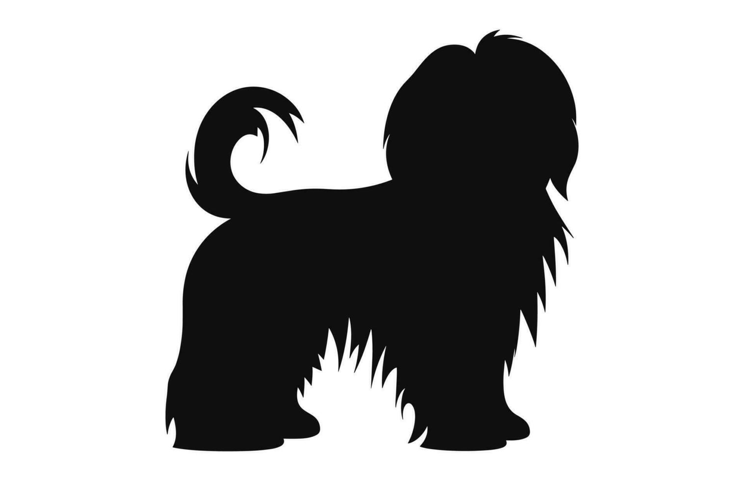 un' shih tzu cane nero silhouette vettore gratuito