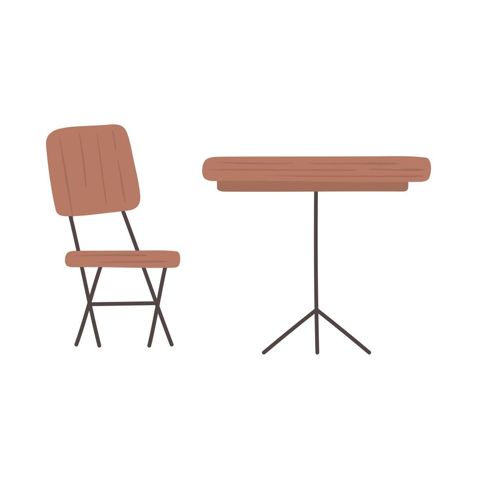 tavolo e sedia in legno vettore