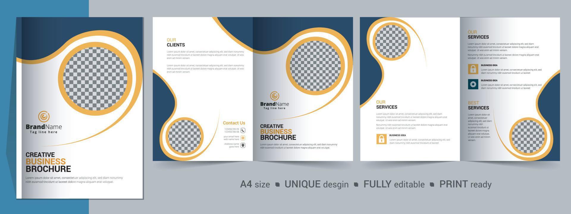 modello di brochure aziendale a due ante, catalogo, design del modello di opuscolo. completamente modificabile. vettore