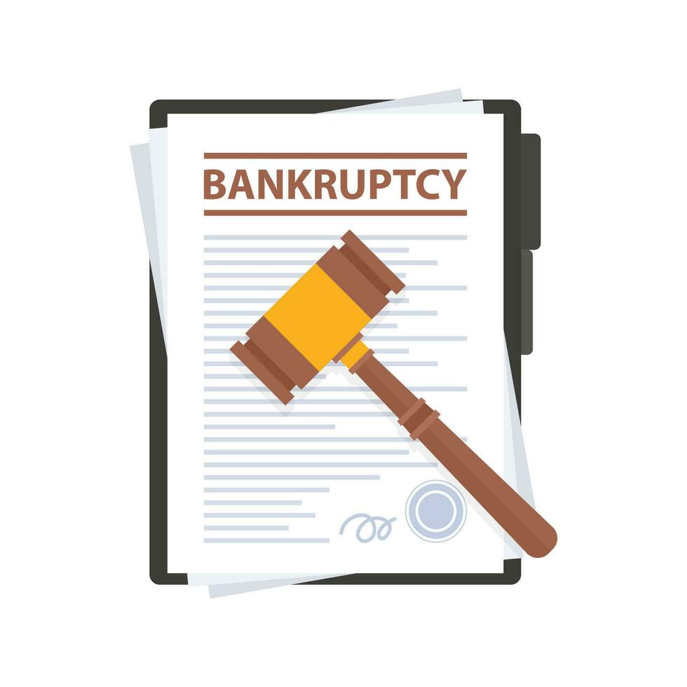 fallimento legale legge documento. finanziario crisi. vettore azione illustrazione.
