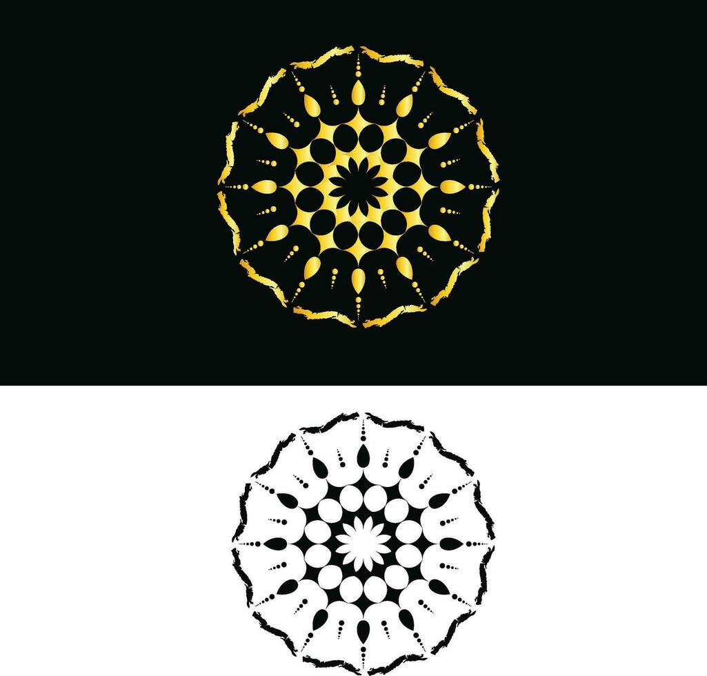 nero d'oro mandala design vettore