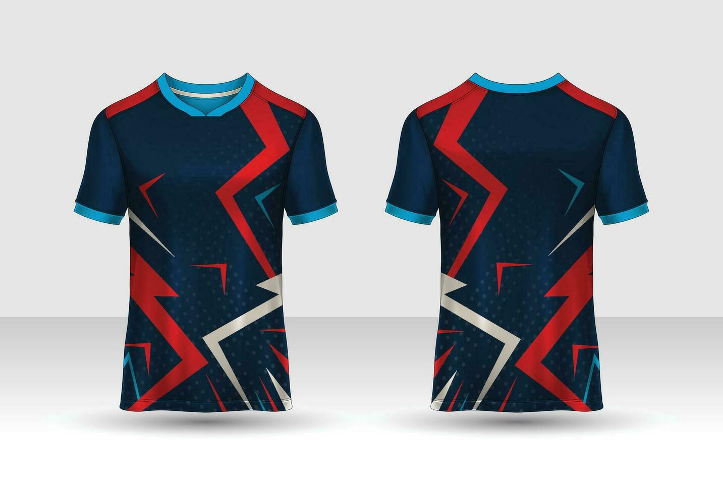 modello di design sportivo per t-shirt, mockup di maglia da calcio per squadra di calcio. vista frontale e posteriore uniforme. vettore