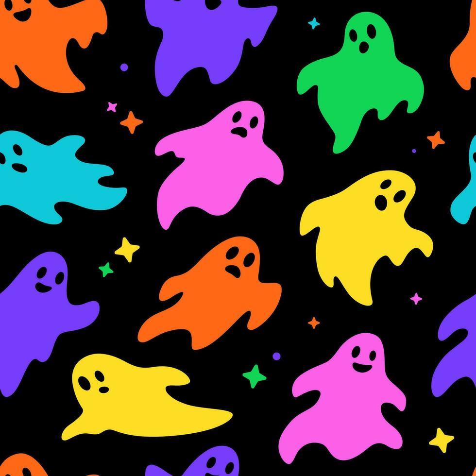 semplice carino colore, colore foglio fantasma personaggi, senza soluzione di continuità vettore modello, sfondo. luminosa Halloween spaventoso disegni.