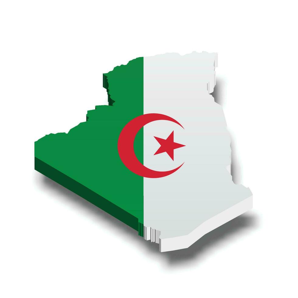 algeria 3d carta geografica con bandiera vettore