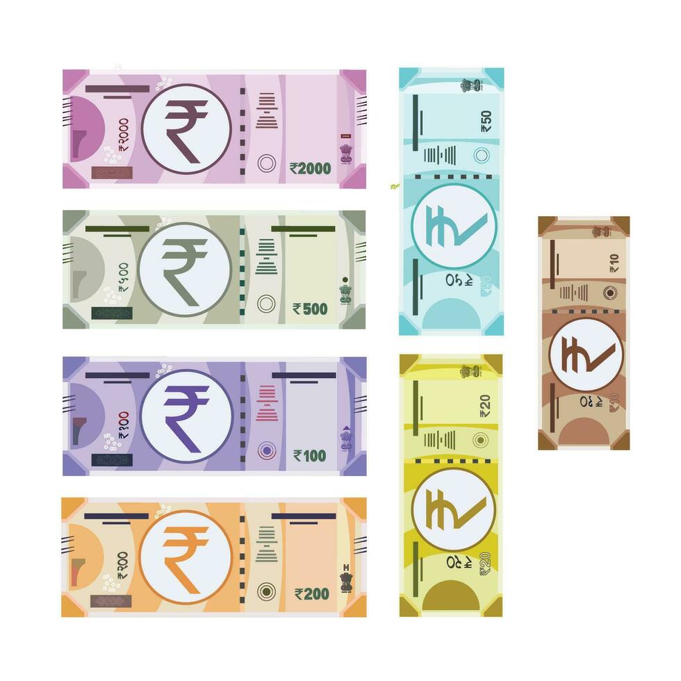 indiano moneta Nota 10 per 2000 rupia vettore illustrazione