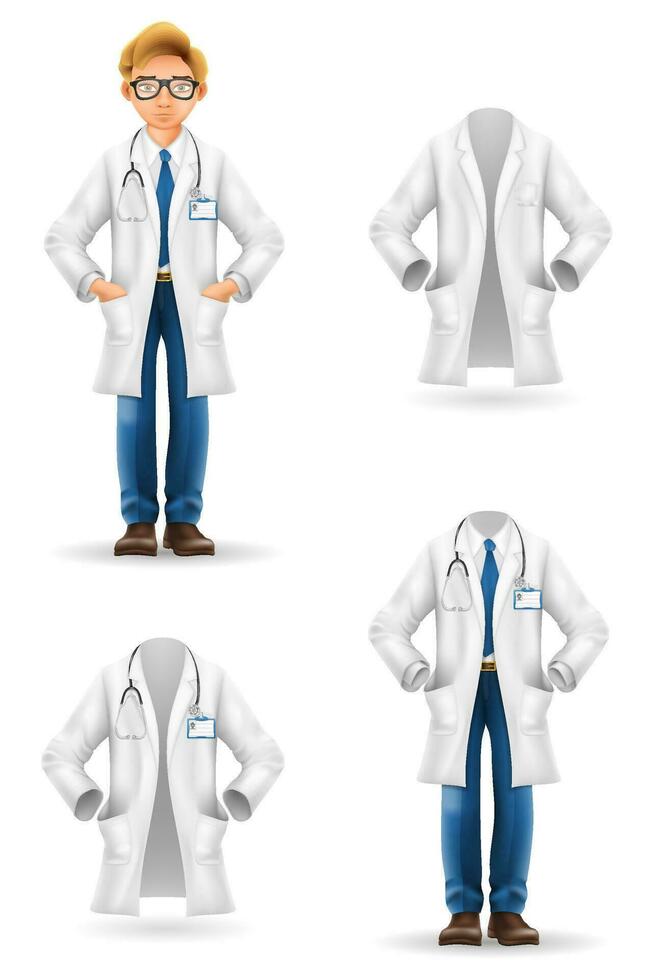 medico nel un' veste, uniforme, opera Abiti vettore illustrazione isolato su bianca sfondo