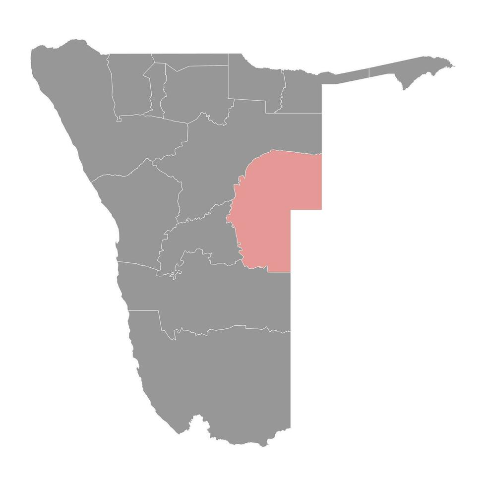 omaheke regione carta geografica, amministrativo divisione di namibia. vettore illustrazione.