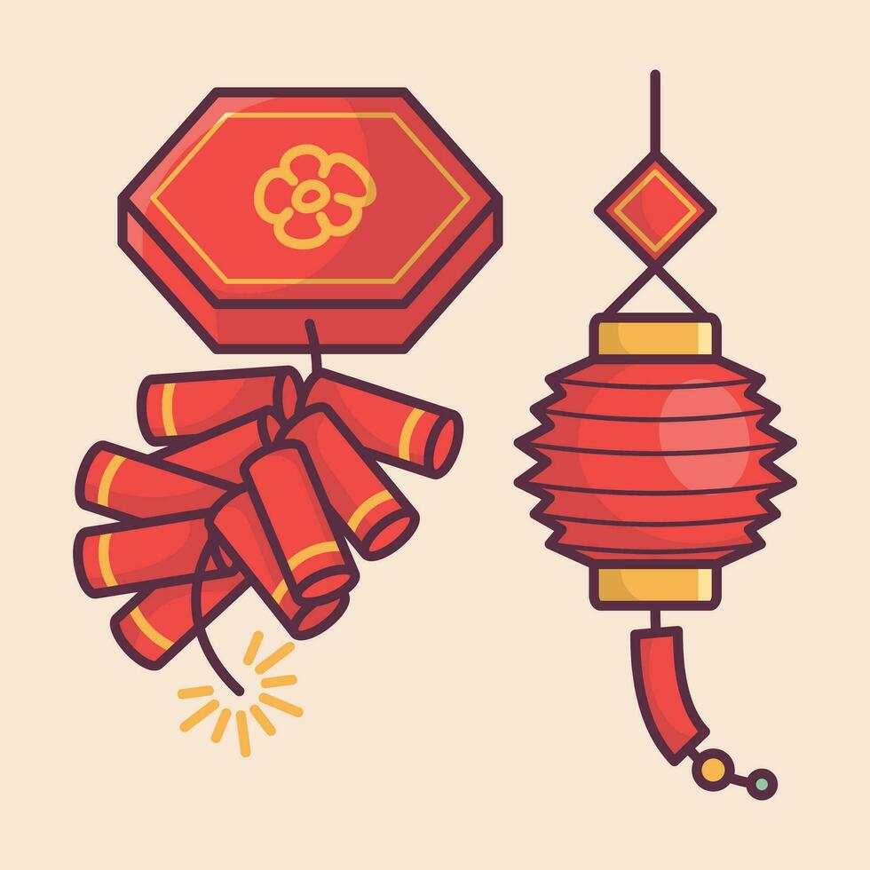Cinese lunare nuovo anno celebrazione tradizionale vacanza icona vettore arte materiali. colorato e pulito design