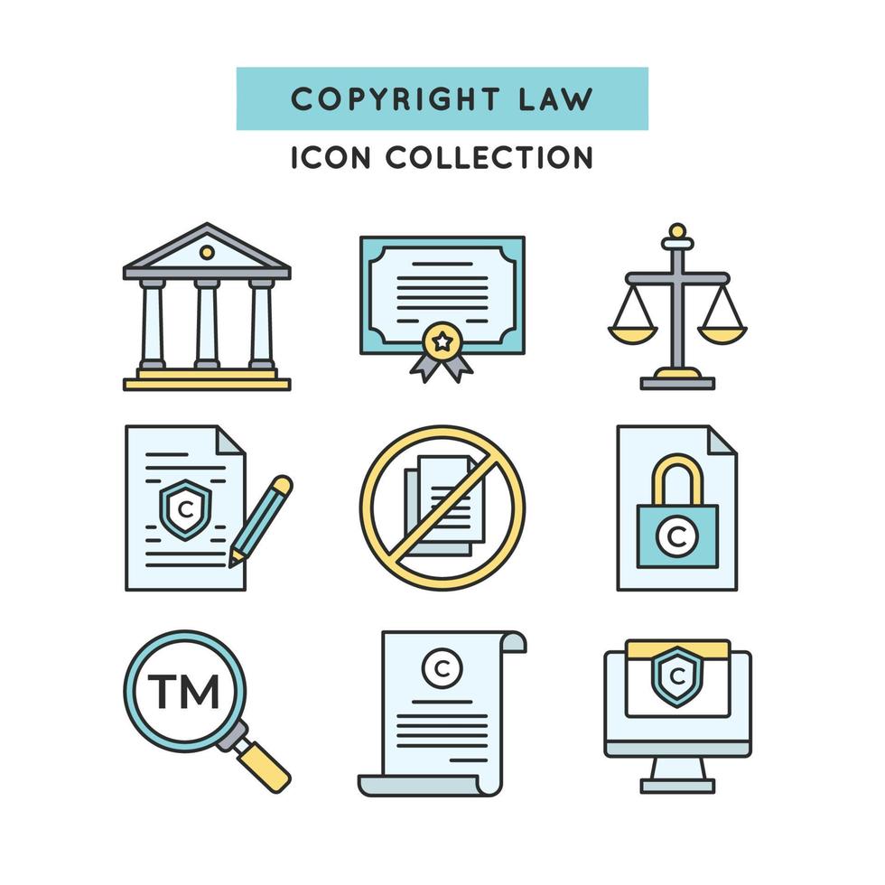 carta ufficiale e simboli che rappresentano la legge sul copyright vettore