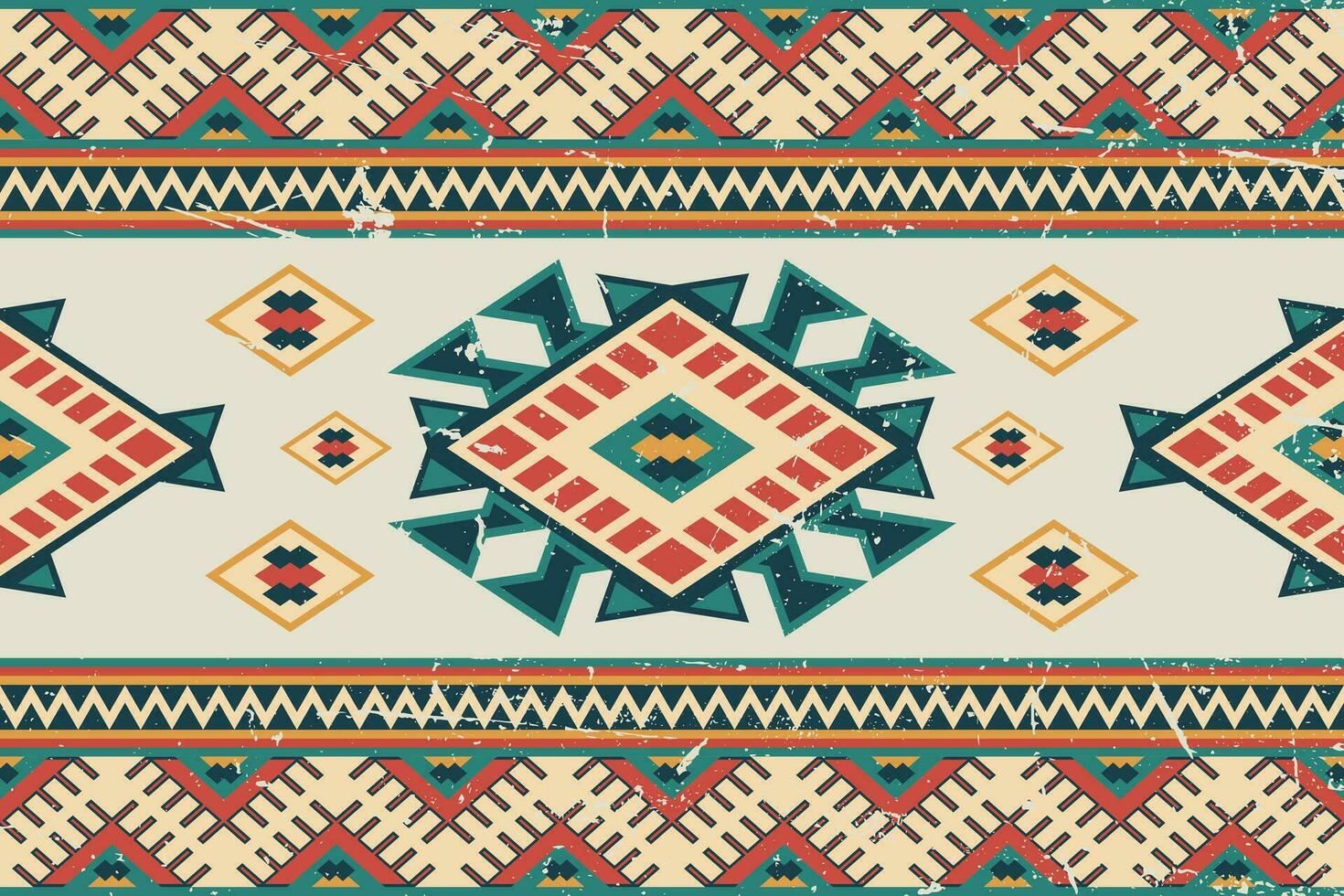 azteco tribale geometrico grunge struttura. Vintage ▾ vettore sfondo. senza soluzione di continuità banda modello. tradizionale ornamento etnico stile. design per tessile, tessuto, vestiario, tenda, tappeto, ornamento, avvolgere.