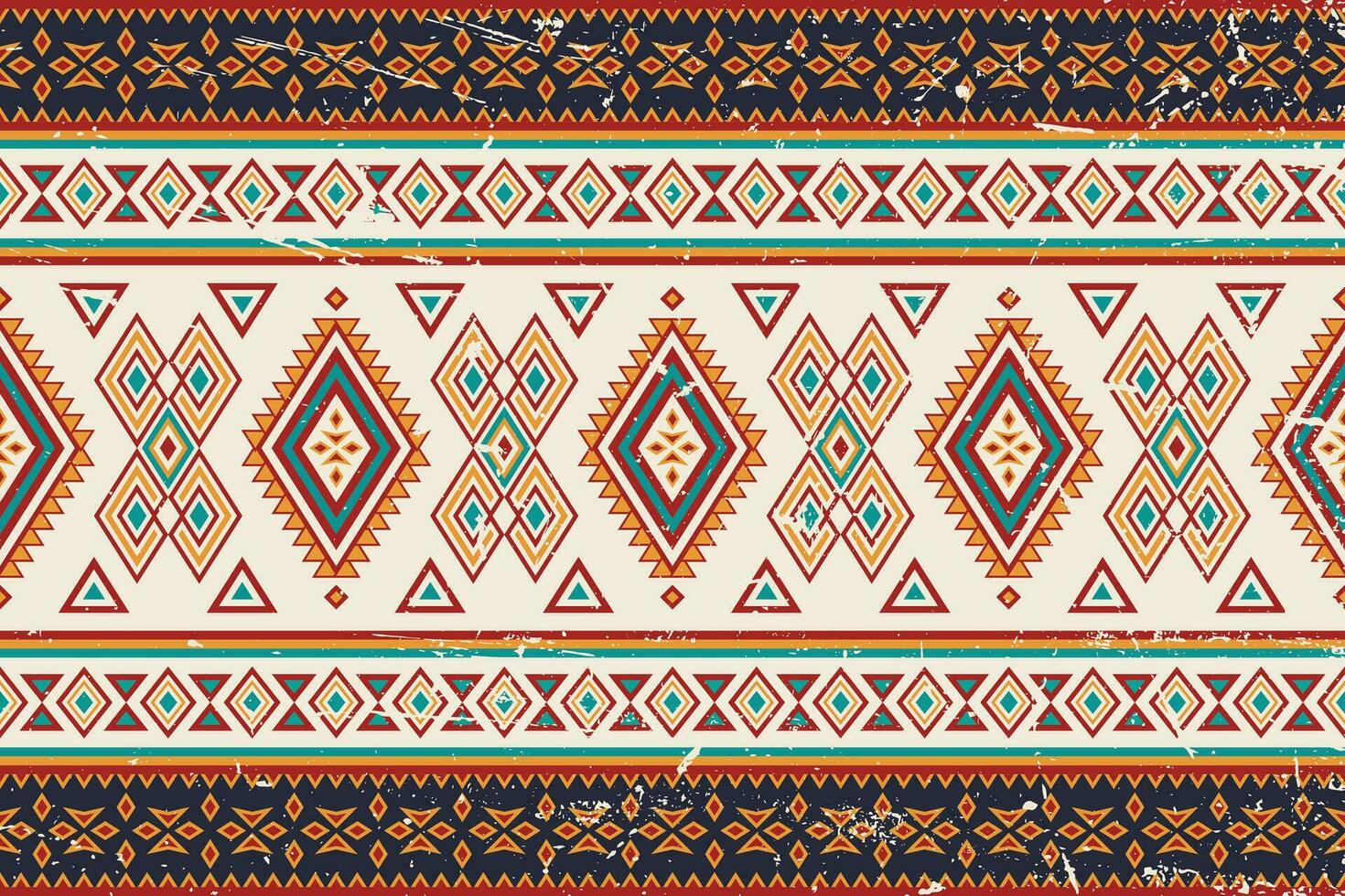 azteco tribale geometrico grunge struttura. Vintage ▾ vettore sfondo. senza soluzione di continuità banda modello. tradizionale ornamento etnico stile. design per tessile, tessuto, vestiario, tenda, tappeto, ornamento, avvolgere.