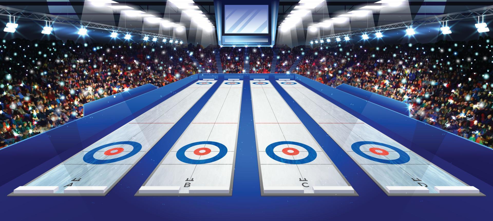 concetto di sfondo dello stadio di curling vettore
