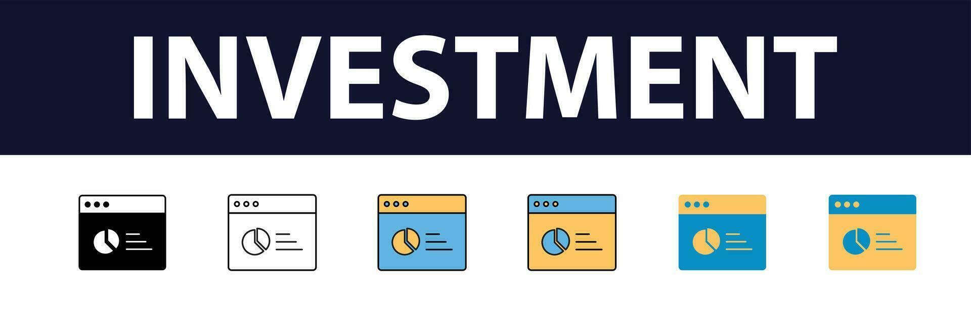 investimento colore riempire icona impostare. investimento, profitto, bene, investitore, portafoglio, dividendo, capitale, rischio, inflazione icone vettore, icona, analisi, bene, legame, economia, formazione scolastica, icona, analisi, bene, vettore