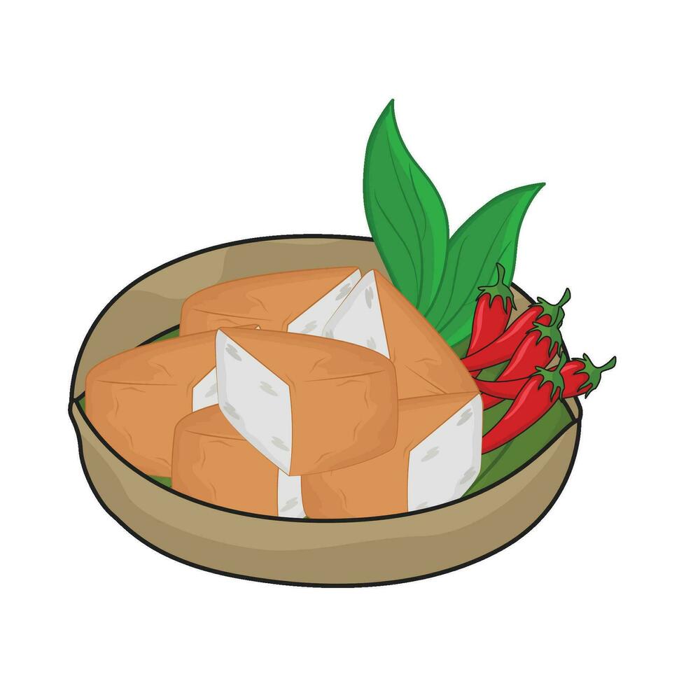 illustrazione di fritte tofu vettore
