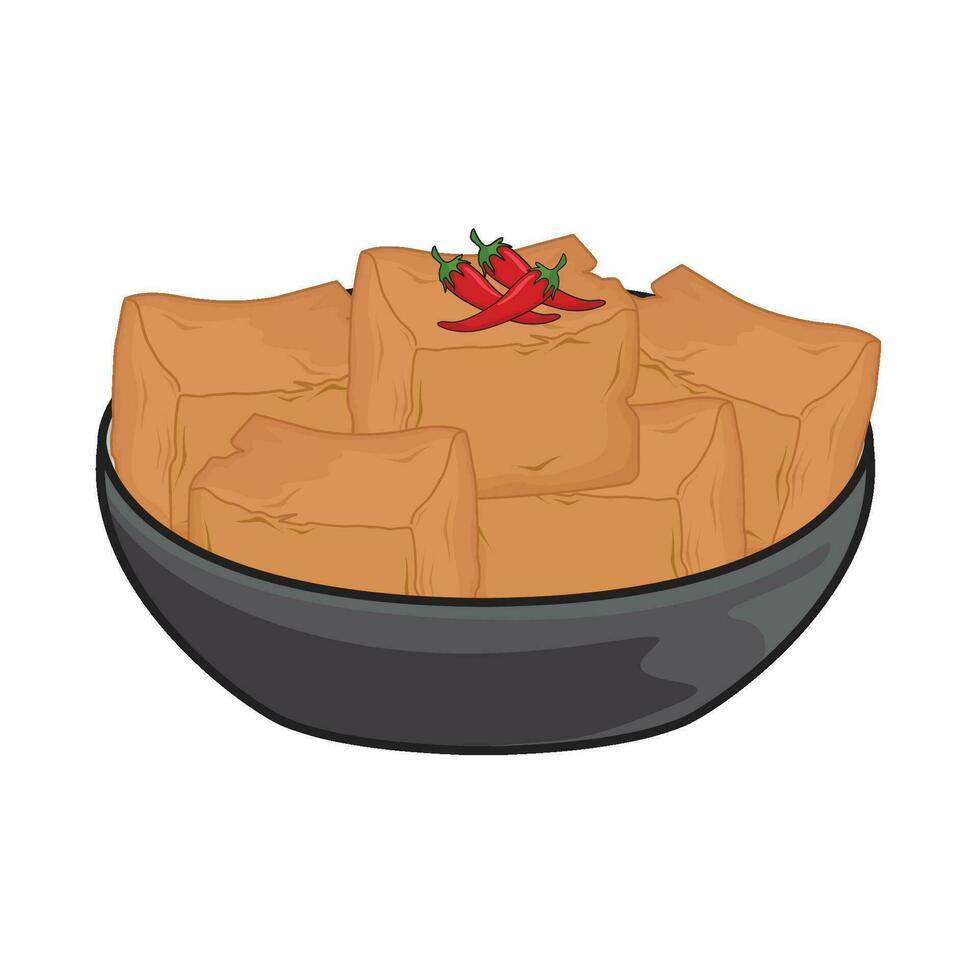 illustrazione di fritte tofu vettore