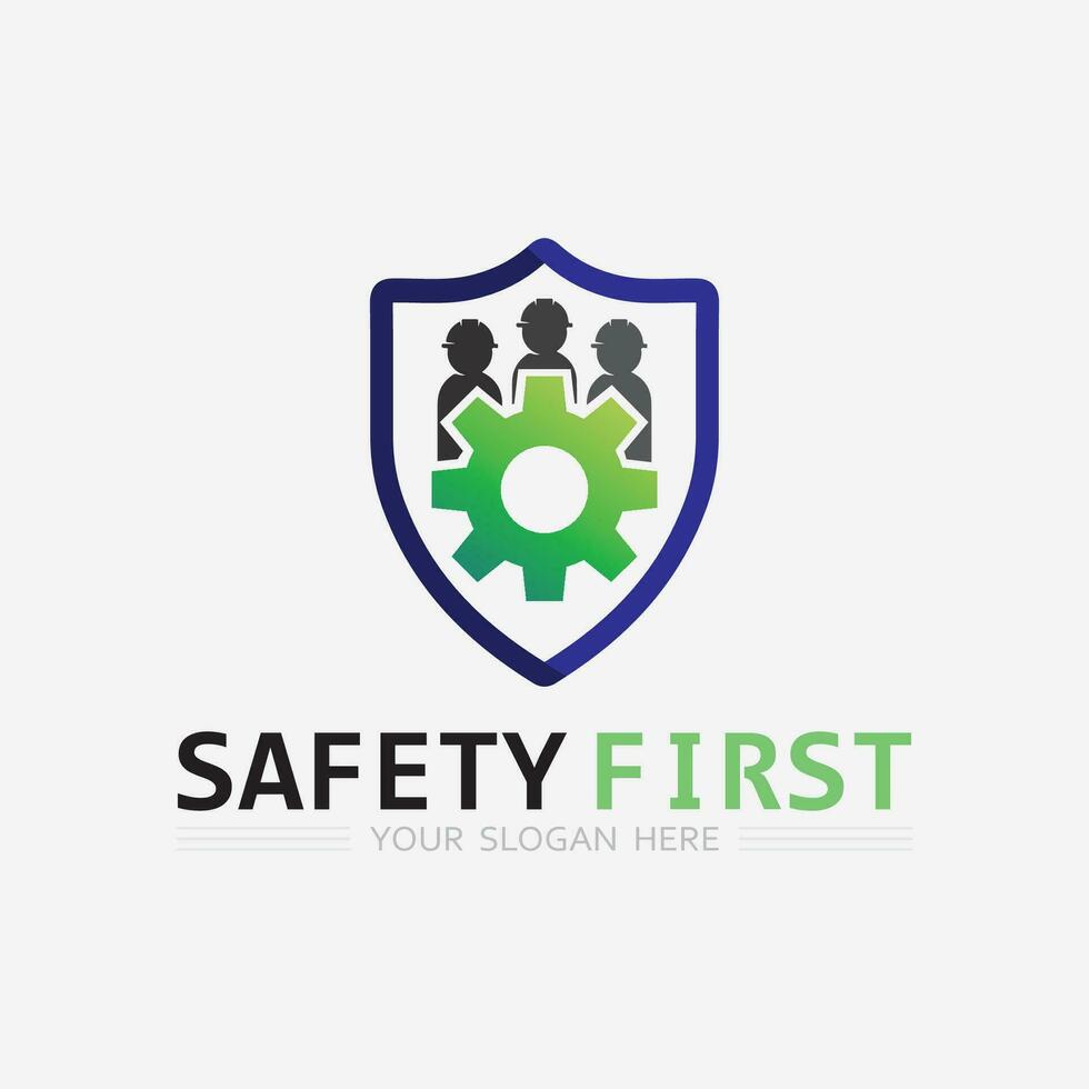 sicurezza primo logo icona vettore design e illustrazione grafico cartello