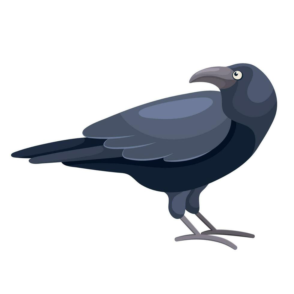 cartone animato piatto illustrazione di nero corvo uccello vettore